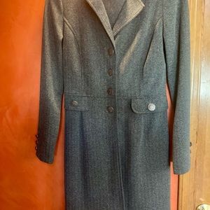 Two piece woolen look jumper and coat set with faux fur collar.